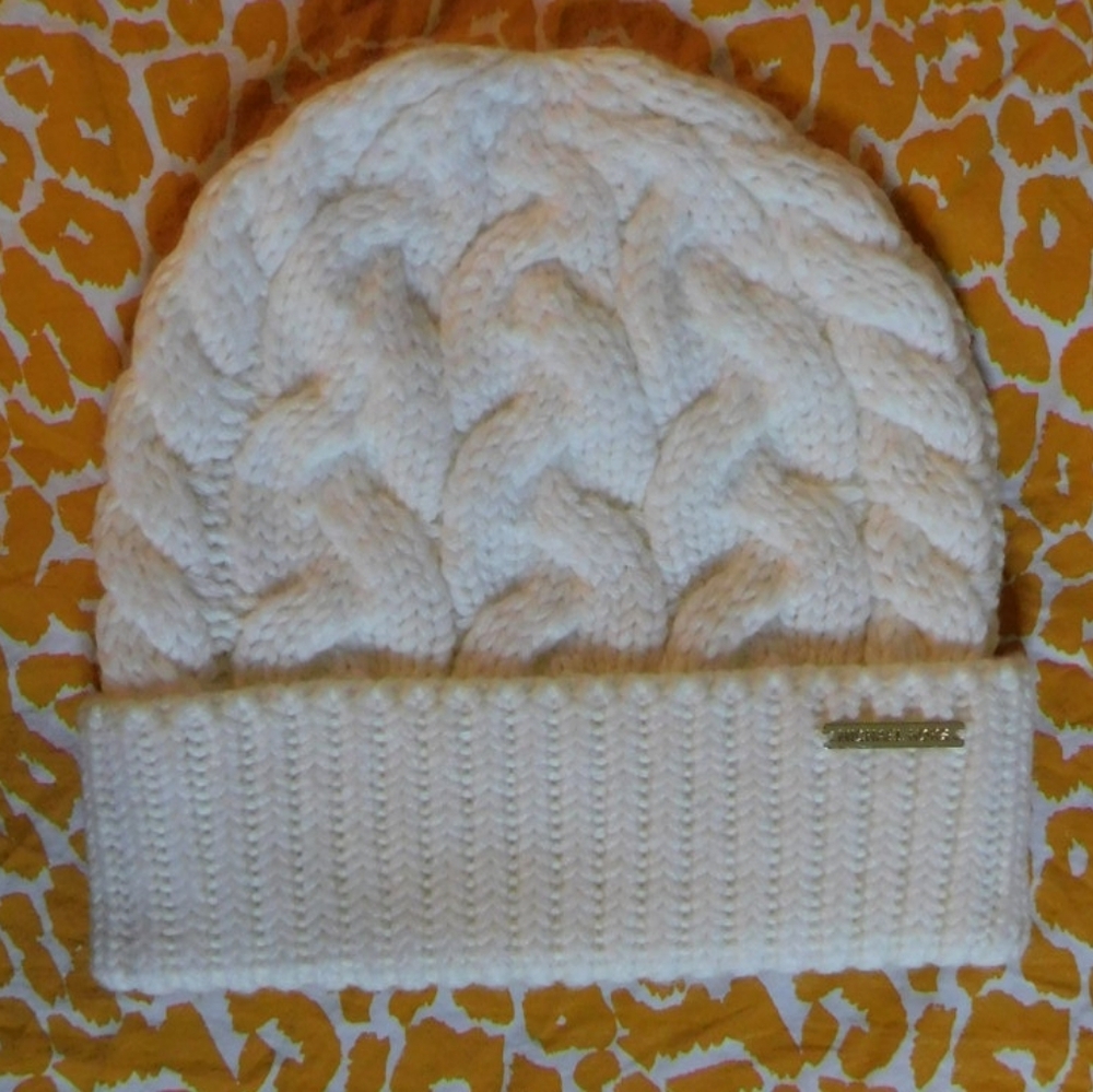 Michael Kors Cream Cable Knit Beanie